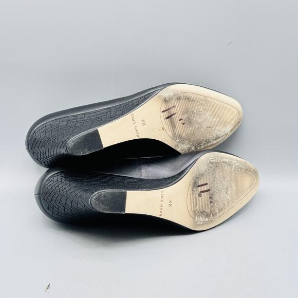 Cole Haan Shoes Womens 8 Black Leather Wedge Pumps Grand OS Comfort Work Office - Picture 10 of 13